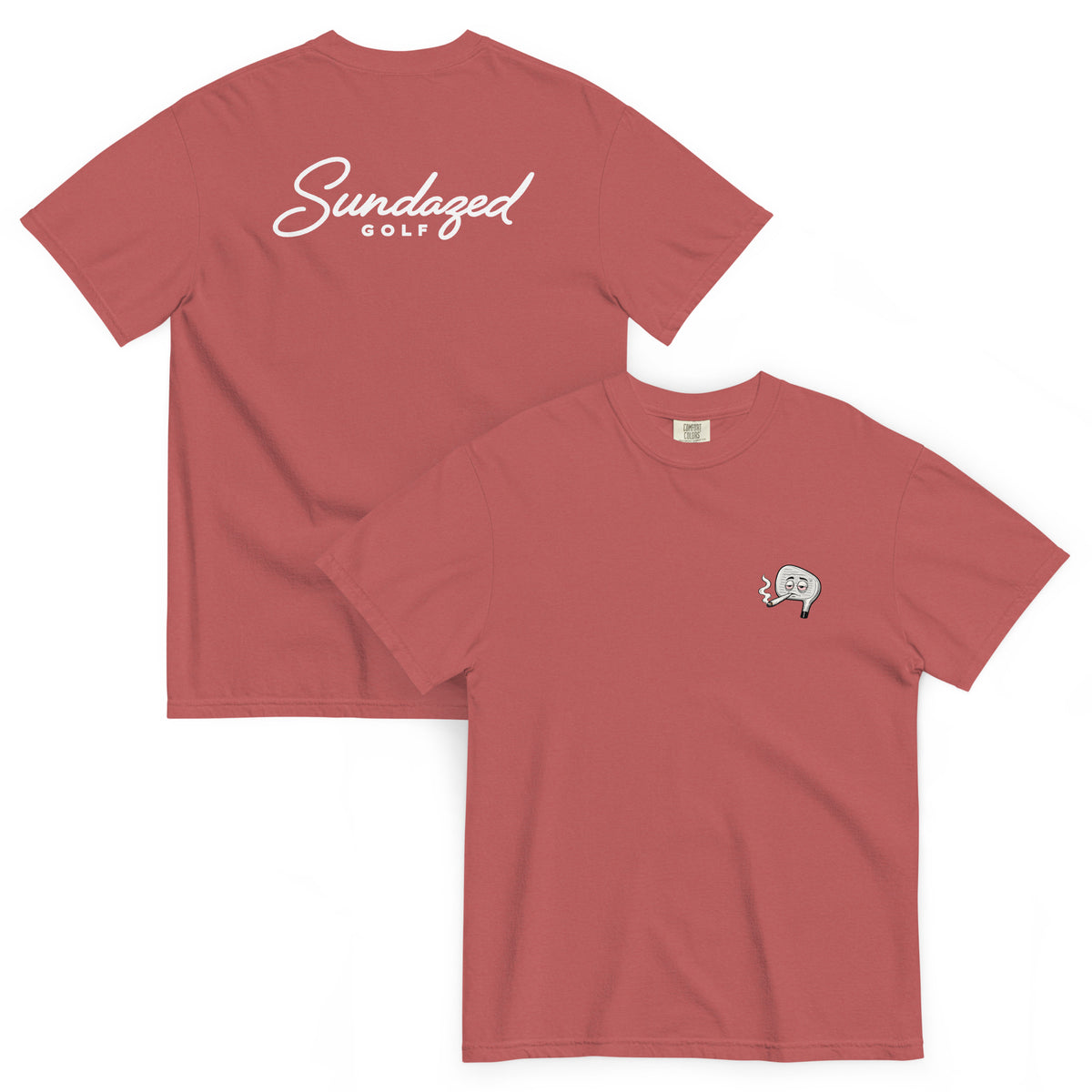 NINE HIGHRON TEE, Crimson, front and back view [color:Crimson]