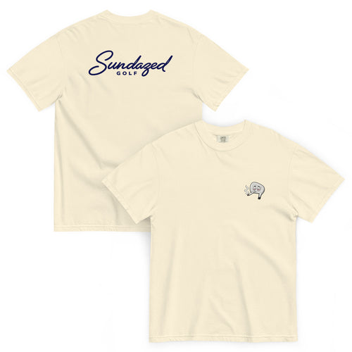 NINE HIGHRON TEE, Ivory, front and back view [color:Ivory]